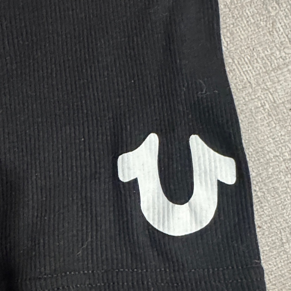 True Religion Black Ribbed Tank Top with Logo Small - Picture 3 of 5